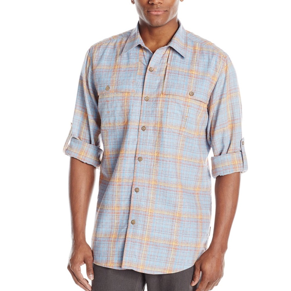 ROYAL ROBBINS Outdoor Bayside Blend Plaid Long Sleeve Button Up Shirt Men’s XL